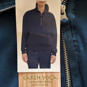 NWT Earth Yoga Dark Denim Blue 1/4 Zip with Front Pocket Size XL